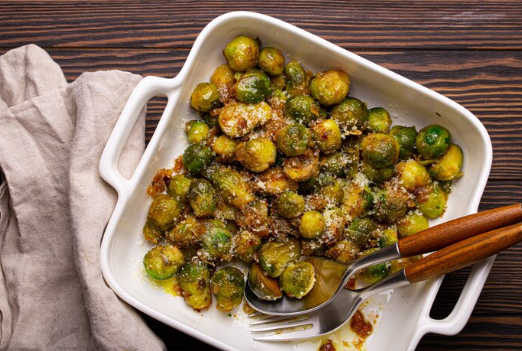 Roasted brussels with warm honey glaze